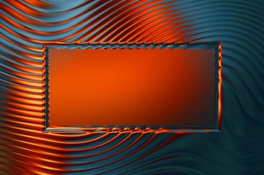 Soyut çerçeveli arkaplan. Renkli, canlı, dalgalı bir duvar kağıdı. Merkezi çerçeveli yaratıcı grafik 2d çizim. Dinamik şekilli modaya uygun sıvı örtüsü.