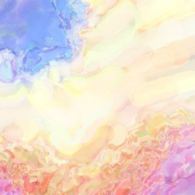 Çağdaş sanat. El işçiliğinin renkli dokusu. Modern resim. Yüzeyde suluboya vuruşlar. Sanatsal arkaplan resmi. Tablo üzerinde soyut resim. Fırça darbeleri. 