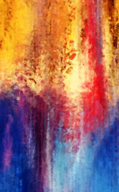 Modern sanat. Renkli çağdaş sanat eserleri. Renkli boya darbeleri. Soyut arkaplanda fırça darbeleri. Fırça boyası. Eşsiz duvar sanatı.