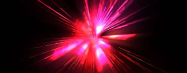 Fütürist mercek patlaması. Parlayan parçacıkları ve çizgileri olan ışık patlaması yıldızı. Güzel soyut ışın arkaplanı.