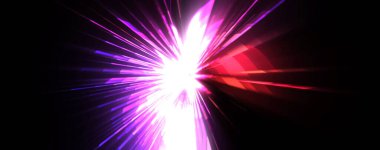 Fütürist mercek patlaması. Parlayan parçacıkları ve çizgileri olan ışık patlaması yıldızı. Güzel soyut ışın arkaplanı.