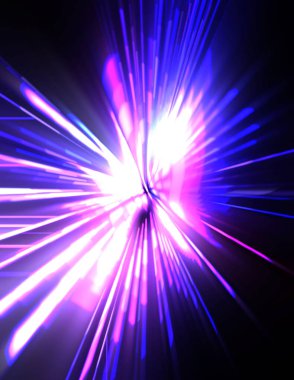 Fütürist mercek patlaması. Parlayan parçacıkları ve çizgileri olan ışık patlaması yıldızı. Güzel soyut ışın arkaplanı.