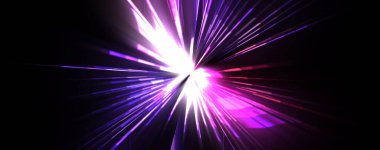 Fütürist mercek patlaması. Parlayan parçacıkları ve çizgileri olan ışık patlaması yıldızı. Güzel soyut ışın arkaplanı.