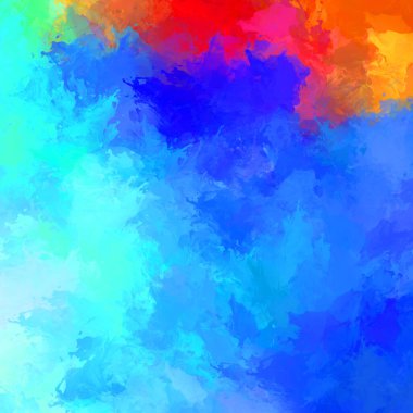 Canlı fırça darbeleriyle boyanmış. Renkli desenli resim. Fırçalanmış duvar kağıdını boya.