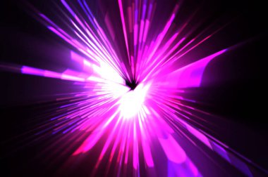 Fütürist mercek patlaması. Parlayan parçacıkları ve çizgileri olan ışık patlaması yıldızı. Güzel soyut ışın arkaplanı.