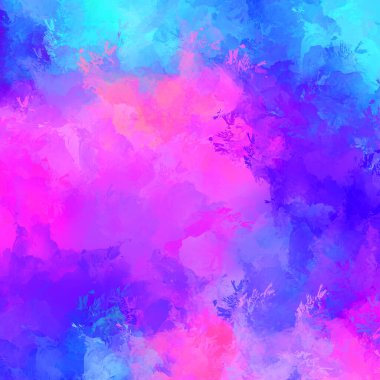 Canlı fırça darbeleriyle boyanmış. Renkli desenli resim. Fırçalanmış duvar kağıdını boya.