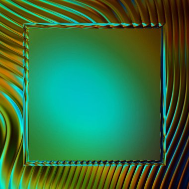 Soyut çerçeveli arkaplan. Renkli, canlı, dalgalı bir duvar kağıdı. Merkezi çerçeveli yaratıcı grafik 2d çizim. Dinamik şekilli modaya uygun sıvı örtüsü.