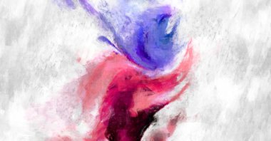Soyut arkaplanda pürüzlü fırça darbeleri. Fırça boyası. Renkli boya darbeleri. Eşsiz duvar sanatı. Tuvaldeki modern sanat. Renkli çağdaş sanat eserleri. 