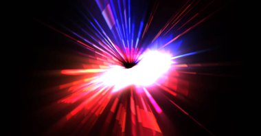 Fütürist mercek patlaması. Parlayan parçacıkları ve çizgileri olan ışık patlaması yıldızı. Güzel soyut ışın arkaplanı.