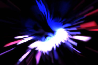 Işık parçacık izleri. Parlayan parçacıkları ve çizgileri olan ışık patlaması yıldızı. Güzel hareketli soyut ışın arkaplanı.