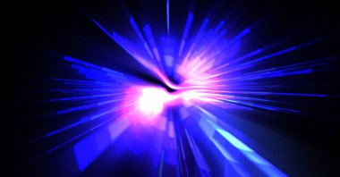 Fütürist mercek patlaması. Parlayan parçacıkları ve çizgileri olan ışık patlaması yıldızı. Güzel soyut ışın arkaplanı.