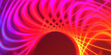 Işık dalgalarının neon renkli soyut tasarımı. Dijital arka plan ve neon ışığı parlama efekti. Parlak ışınlar duvar kağıdı.