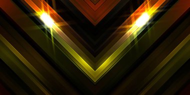 Soyut parlayan geometrik ışıklar arka planda. Fraktal simetrik grafik çizimi. Parıldayan ve parıldayan çubukları kesiştir.