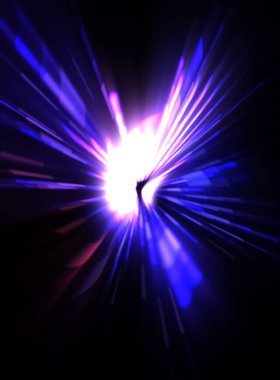 Fütürist mercek patlaması. Parlayan parçacıkları ve çizgileri olan ışık patlaması yıldızı. Güzel soyut ışın arkaplanı.