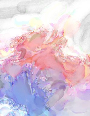 Yumuşak suluboya duvar kağıdı. Hafifçe fırçalanmış renkleri olan sanatsal bir resim. Pastel renkler arkaplana dokunmuş. Soyut duvar sanatı..