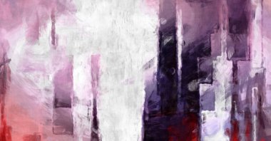 Soyut arkaplanda pürüzlü fırça darbeleri. Fırça boyası. Renkli boya darbeleri. Eşsiz duvar sanatı. Tuvaldeki modern sanat. Renkli çağdaş sanat eserleri. 