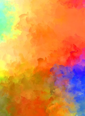 Renkli fırça darbelerinin 2D çizimi. Dekoratif desenli resim. canlı boya desenli arkaplan.