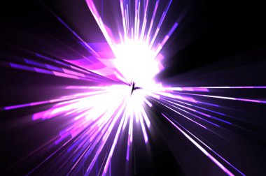 Fütürist mercek patlaması. Parlayan parçacıkları ve çizgileri olan ışık patlaması yıldızı. Güzel soyut ışın arkaplanı.