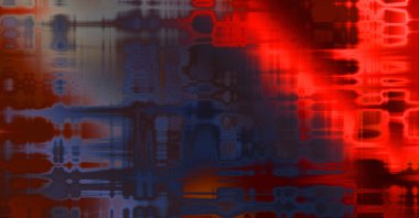 Soyut arkaplan. Yaşlanmış grunge dokusunda geometrik elementler. Farklı renk desenli grafiksel illüstrasyon.