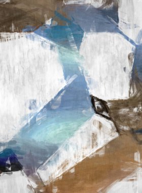 Soyut arkaplanda pürüzlü fırça darbeleri. Fırça boyası. Renkli boya darbeleri. Eşsiz duvar sanatı. Tuvaldeki modern sanat. Renkli çağdaş sanat eserleri. 