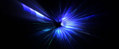 Fütürist mercek patlaması. Parlayan parçacıkları ve çizgileri olan ışık patlaması yıldızı. Güzel soyut ışın arkaplanı.