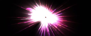 Fütürist mercek patlaması. Parlayan parçacıkları ve çizgileri olan ışık patlaması yıldızı. Güzel soyut ışın arkaplanı.