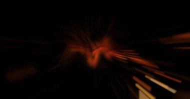 Işık parçacık izleri. Parlayan parçacıkları ve çizgileri olan ışık patlaması yıldızı. Güzel hareketli soyut ışın arkaplanı.