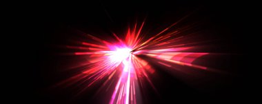 Fütürist mercek patlaması. Parlayan parçacıkları ve çizgileri olan ışık patlaması yıldızı. Güzel soyut ışın arkaplanı.