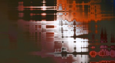 Soyut arkaplan. Yaşlanmış grunge dokusunda geometrik elementler. Farklı renk desenli grafiksel illüstrasyon.