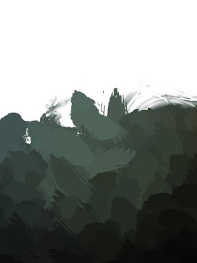 Taranmış Boyalı Soyut Arkaplan. Vahşi kaotik fırça darbeleri. Boya darbeleri. 2D İllüstrasyon. Fırça darbeli resim. 