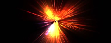 Fütürist mercek patlaması. Parlayan parçacıkları ve çizgileri olan ışık patlaması yıldızı. Güzel soyut ışın arkaplanı.