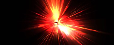 Fütürist mercek patlaması. Parlayan parçacıkları ve çizgileri olan ışık patlaması yıldızı. Güzel soyut ışın arkaplanı.