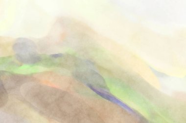 Alkol mürekkebini andıran rahatlatıcı fırça darbelerinin modern resmi. Poster, duvar sanatı, afiş, kart, kitap kapağı veya ambalaj için pastel renkli suluboya resim.