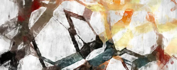 Soyut arkaplanda pürüzlü fırça darbeleri. Fırça boyası. Renkli boya darbeleri. Eşsiz duvar sanatı. Tuvaldeki modern sanat. Renkli çağdaş sanat eserleri. 