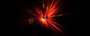 Fütürist mercek patlaması. Parlayan parçacıkları ve çizgileri olan ışık patlaması yıldızı. Güzel soyut ışın arkaplanı.