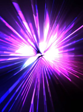 Fütürist mercek patlaması. Parlayan parçacıkları ve çizgileri olan ışık patlaması yıldızı. Güzel soyut ışın arkaplanı.