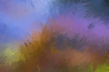 Canlı fırça darbeleriyle boyanmış. Renkli desenli resim. Fırçalanmış duvar kağıdını boya.