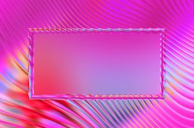 Soyut çerçeveli arkaplan. Renkli, canlı, dalgalı bir duvar kağıdı. Merkezi çerçeveli yaratıcı grafik 2d çizim. Dinamik şekilli modaya uygun sıvı örtüsü.