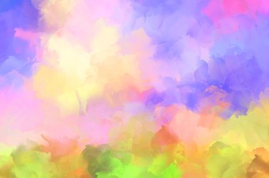 Renkli fırça darbelerinin 2D çizimi. Dekoratif desenli resim. canlı boya desenli arkaplan.