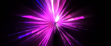 Fütürist mercek patlaması. Parlayan parçacıkları ve çizgileri olan ışık patlaması yıldızı. Güzel soyut ışın arkaplanı.