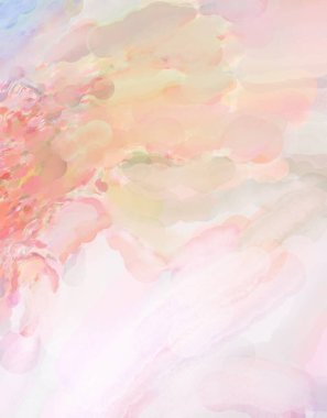 Alkol mürekkebini andıran rahatlatıcı fırça darbelerinin modern resmi. Poster, duvar sanatı, afiş, kart, kitap kapağı veya ambalaj için pastel renkli suluboya resim.