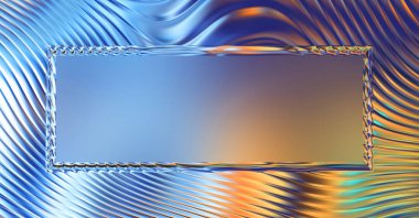 Soyut çerçeveli arkaplan. Renkli, canlı, dalgalı bir duvar kağıdı. Merkezi çerçeveli yaratıcı grafik 2d çizim. Dinamik şekilli modaya uygun sıvı örtüsü.