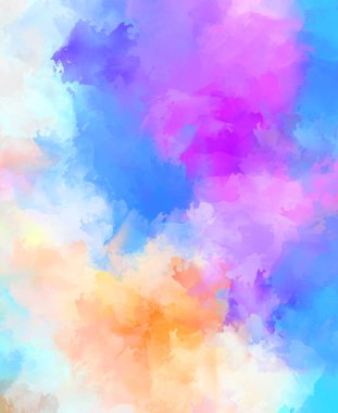 Renkli fırça darbelerinin 2D çizimi. Dekoratif desenli resim. canlı boya desenli arkaplan.