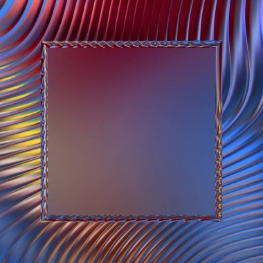 Soyut çerçeveli arkaplan. Renkli, canlı, dalgalı bir duvar kağıdı. Merkezi çerçeveli yaratıcı grafik 2d çizim. Dinamik şekilli modaya uygun sıvı örtüsü.