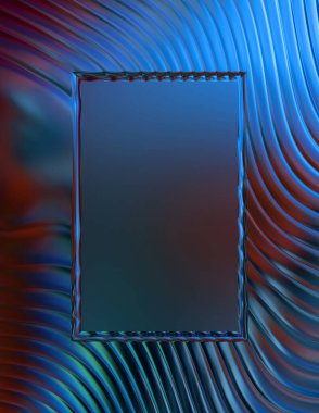 Soyut çerçeveli arkaplan. Renkli, canlı, dalgalı bir duvar kağıdı. Merkezi çerçeveli yaratıcı grafik 2d çizim. Dinamik şekilli modaya uygun sıvı örtüsü.