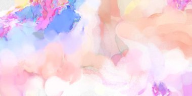 Yumuşak suluboya duvar kağıdı. Hafifçe fırçalanmış renkleri olan sanatsal bir resim. Pastel renkler arkaplana dokunmuş. Soyut duvar sanatı..