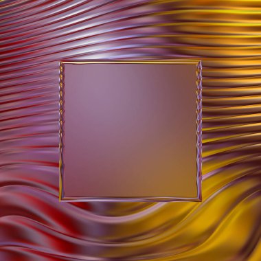 Soyut çerçeveli arkaplan. Renkli, canlı, dalgalı bir duvar kağıdı. Merkezi çerçeveli yaratıcı grafik 2d çizim. Dinamik şekilli modaya uygun sıvı örtüsü.