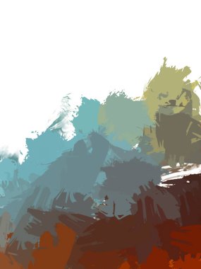 Taranmış Boyalı Soyut Arkaplan. Vahşi kaotik fırça darbeleri. Boya darbeleri. 2D İllüstrasyon. Fırça darbeli resim. 