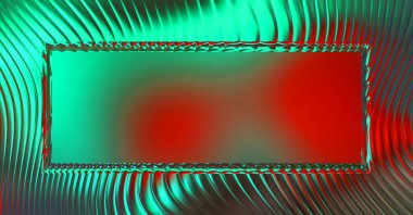 Soyut çerçeveli arkaplan. Renkli, canlı, dalgalı bir duvar kağıdı. Merkezi çerçeveli yaratıcı grafik 2d çizim. Dinamik şekilli modaya uygun sıvı örtüsü.