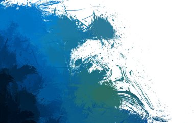 Duvar sanatı Eşsiz ve yaratıcı illüstrasyon. Fırça darbesi ile boyanmış. Renkli fırça darbelerinin soyut arkaplanı. Fırçalanmış canlı duvar kâğıdı. Boyalı sanatsal yaratım.